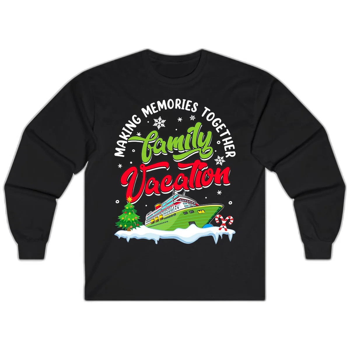 Family Vacation Cruise Ship Holiday Long Sleeve in Black