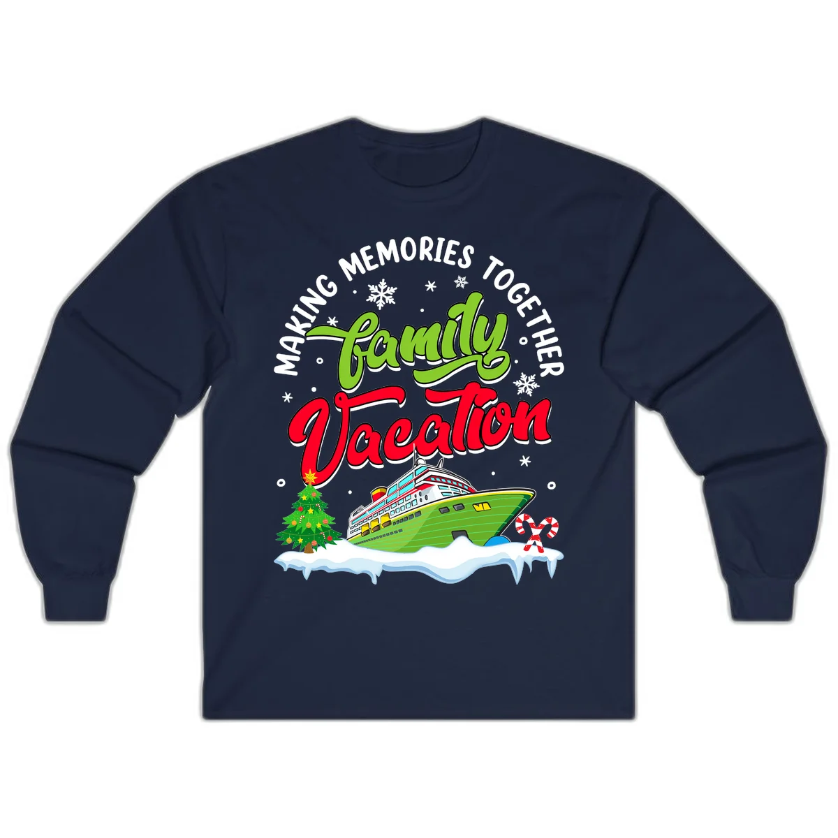 Family Vacation Cruise Ship Holiday Long Sleeve in Navy