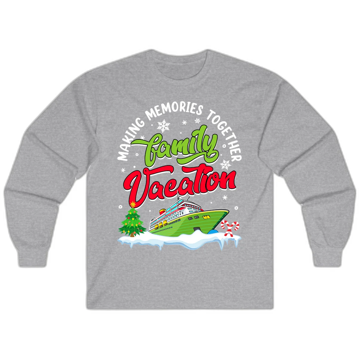 Family Vacation Cruise Ship Holiday Long Sleeve in Sport Grey