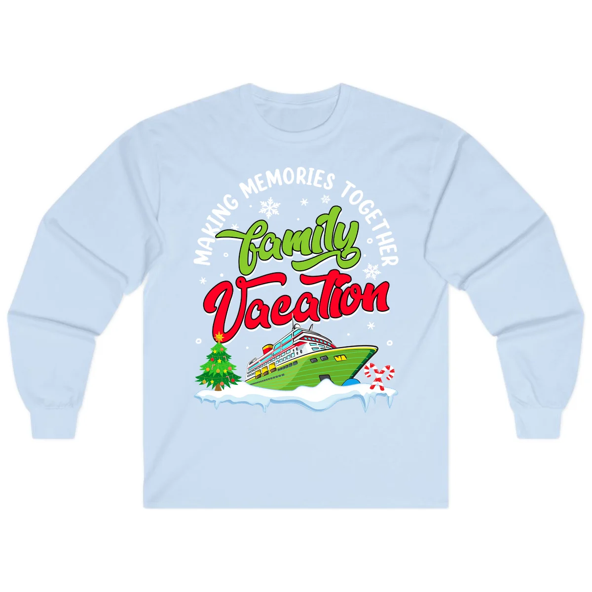 Family Vacation Cruise Ship Holiday Long Sleeve in Light Blue