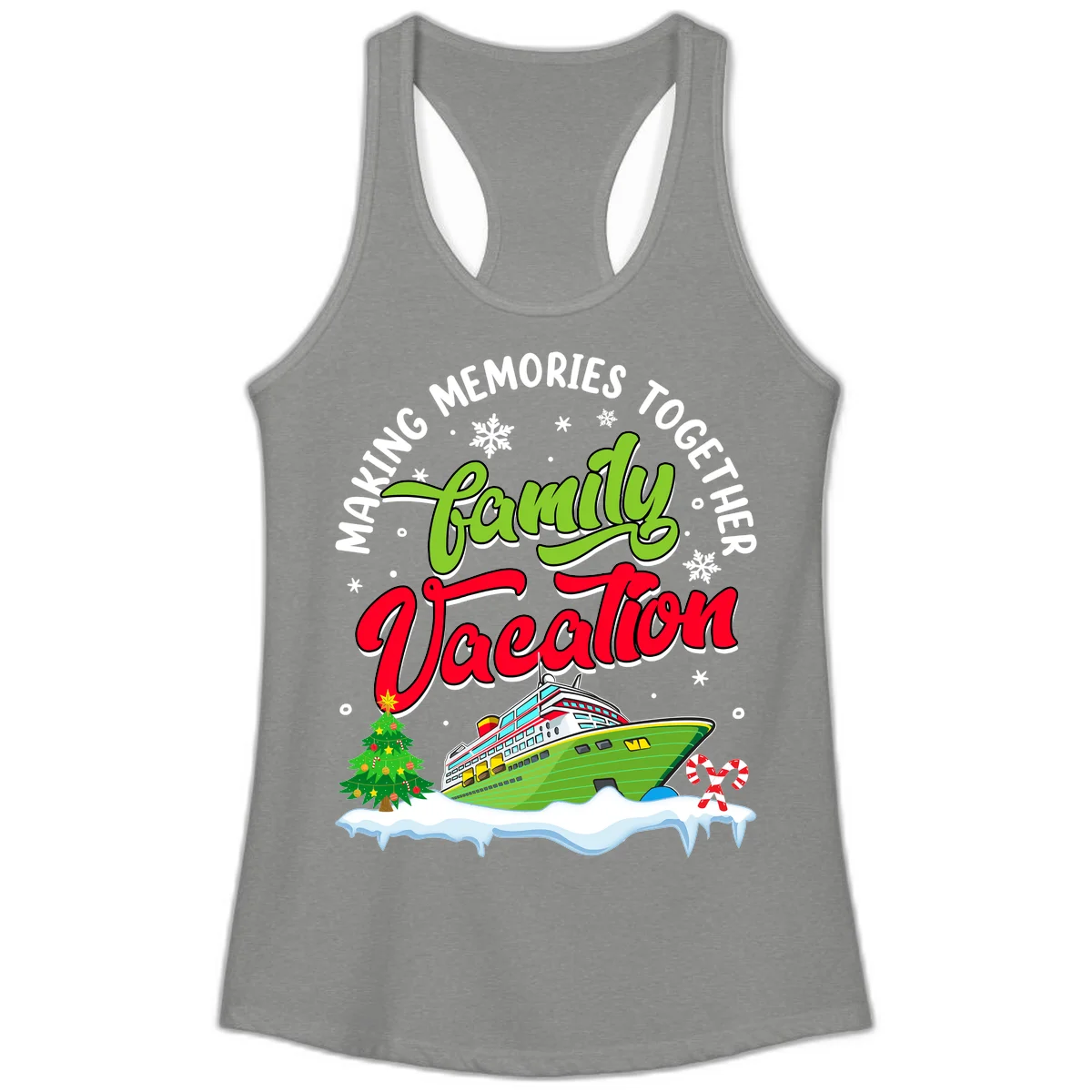 Family Vacation Cruise Ship Holiday Ladies Tank in Heather Grey