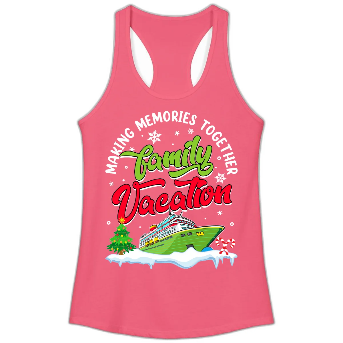 Family Vacation Cruise Ship Holiday Ladies Tank in Hot Pink