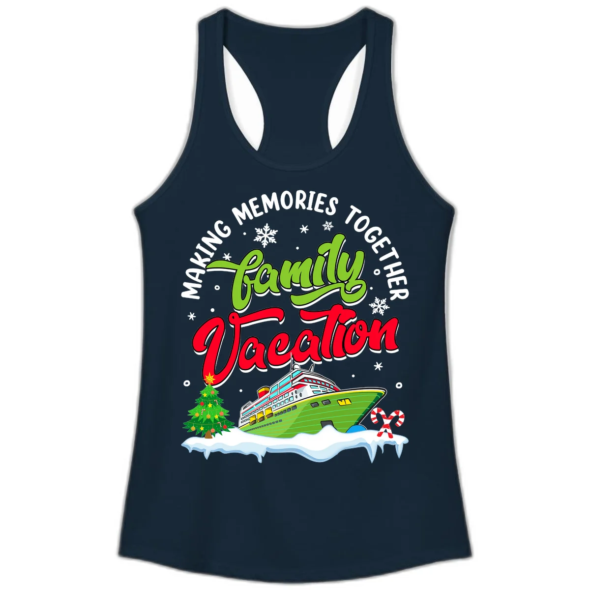 Family Vacation Cruise Ship Holiday Ladies Tank in Solid Midnight Navy