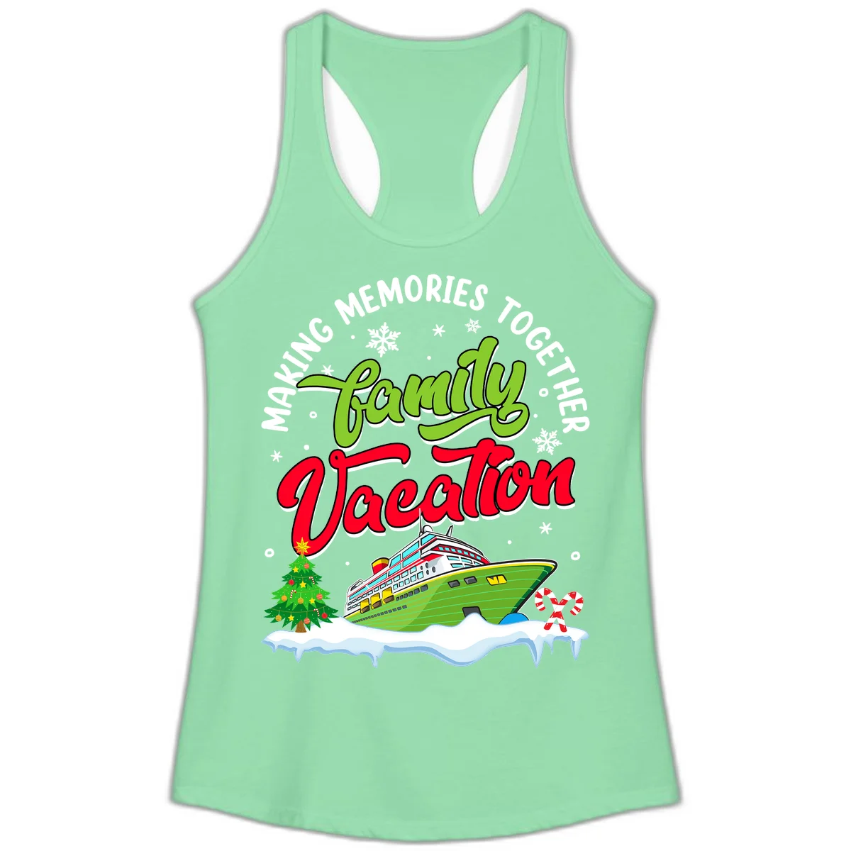 Family Vacation Cruise Ship Holiday Ladies Tank in Solid Mint