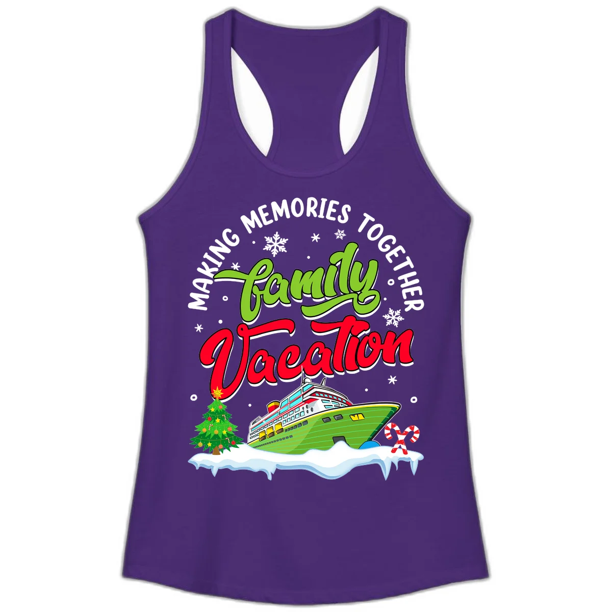 Family Vacation Cruise Ship Holiday Ladies Tank in Solid Purple Rush