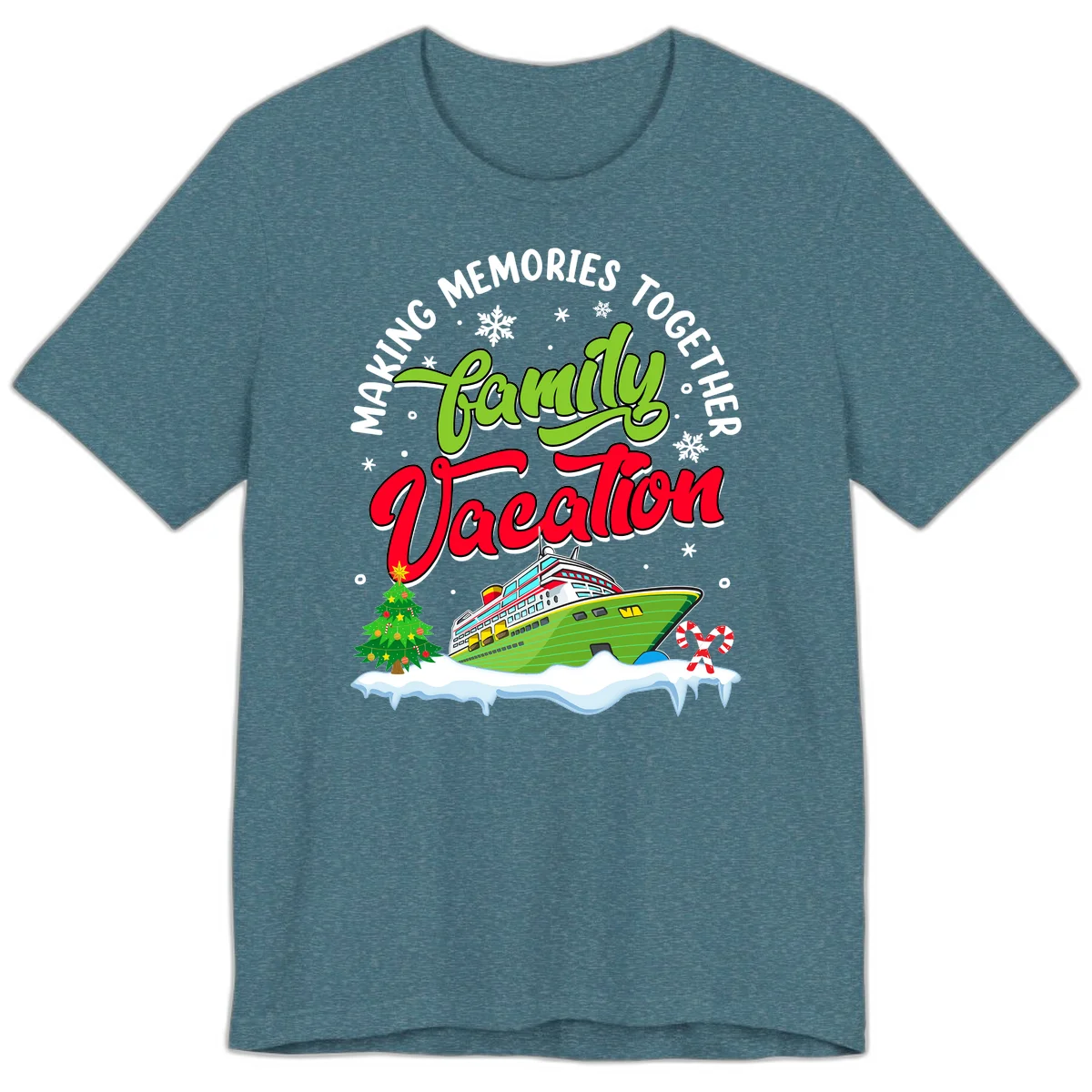 Family Vacation Cruise Ship Holiday Premium T-Shirt in Heather Deep Teal