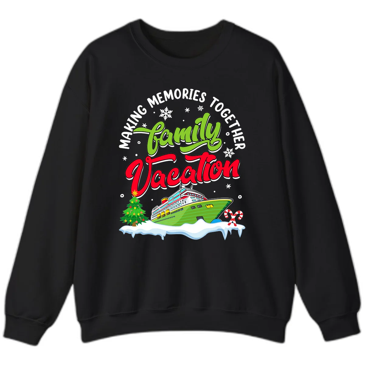 Family Vacation Cruise Ship Holiday Sweatshirt in Black