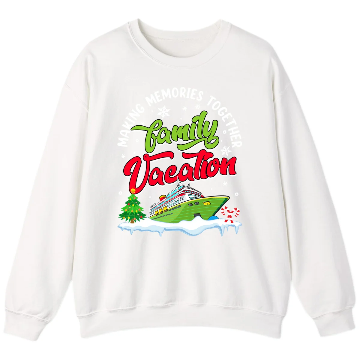 Family Vacation Cruise Ship Holiday Sweatshirt in White