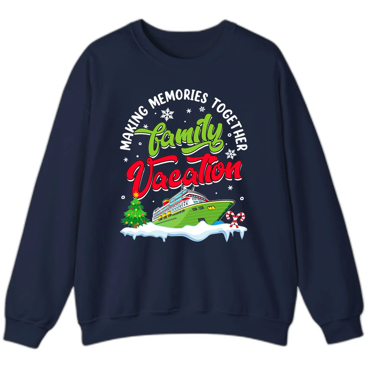 Family Vacation Cruise Ship Holiday Sweatshirt in Navy