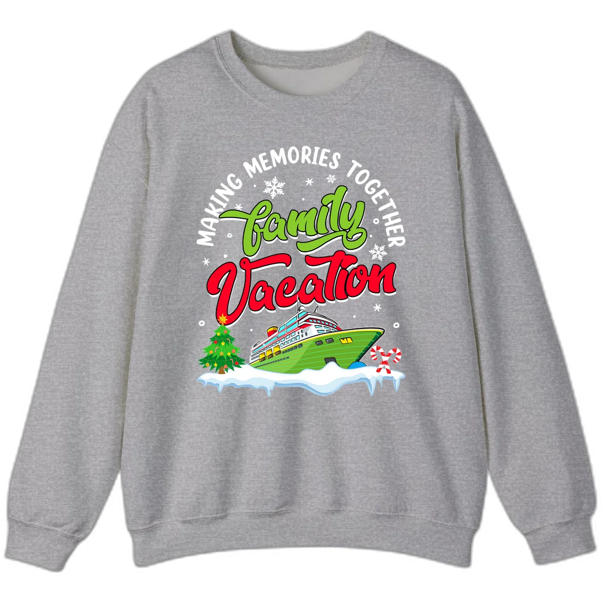 Family Vacation Cruise Ship Holiday Sweatshirt in Sport Grey