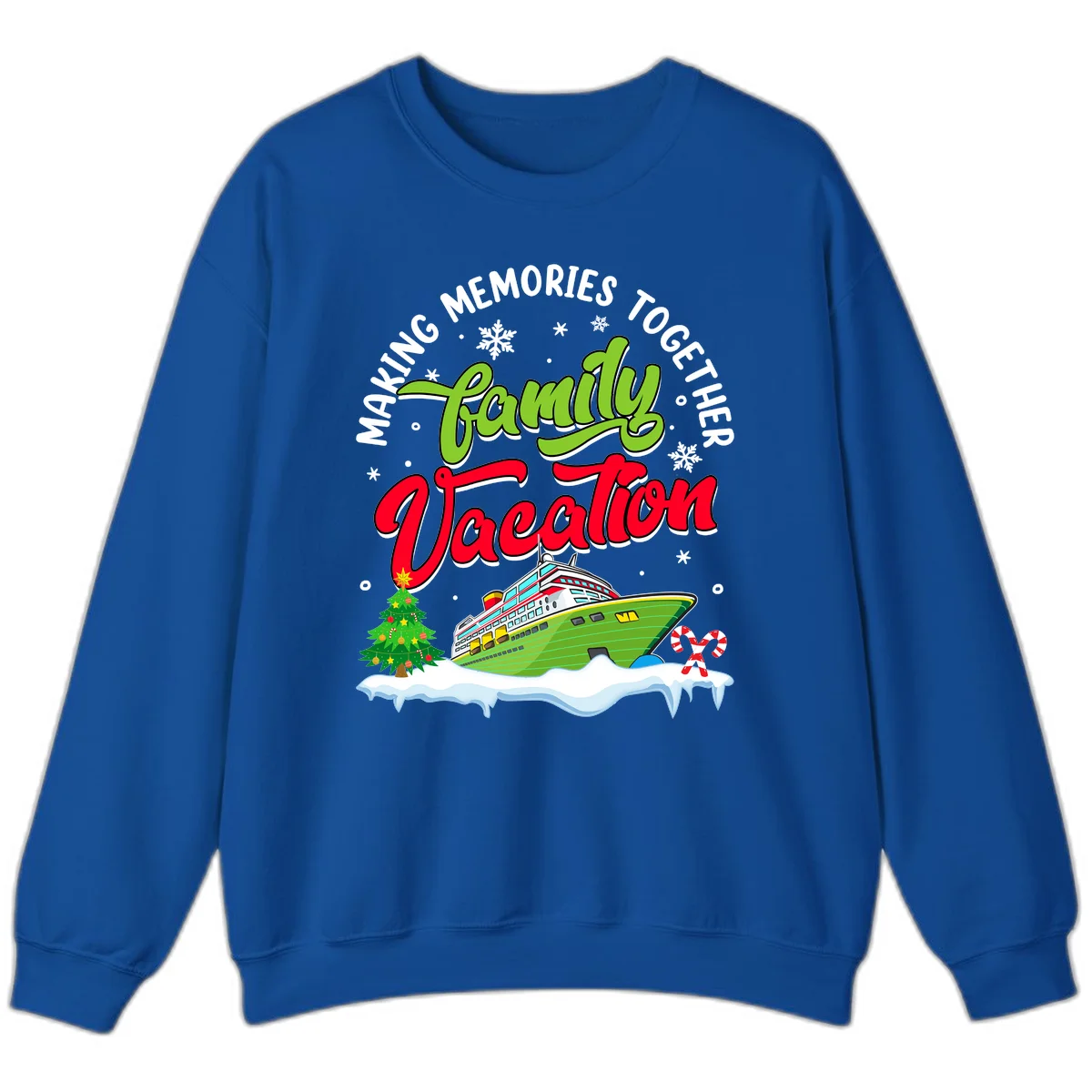 Family Vacation Cruise Ship Holiday Sweatshirt in Royal