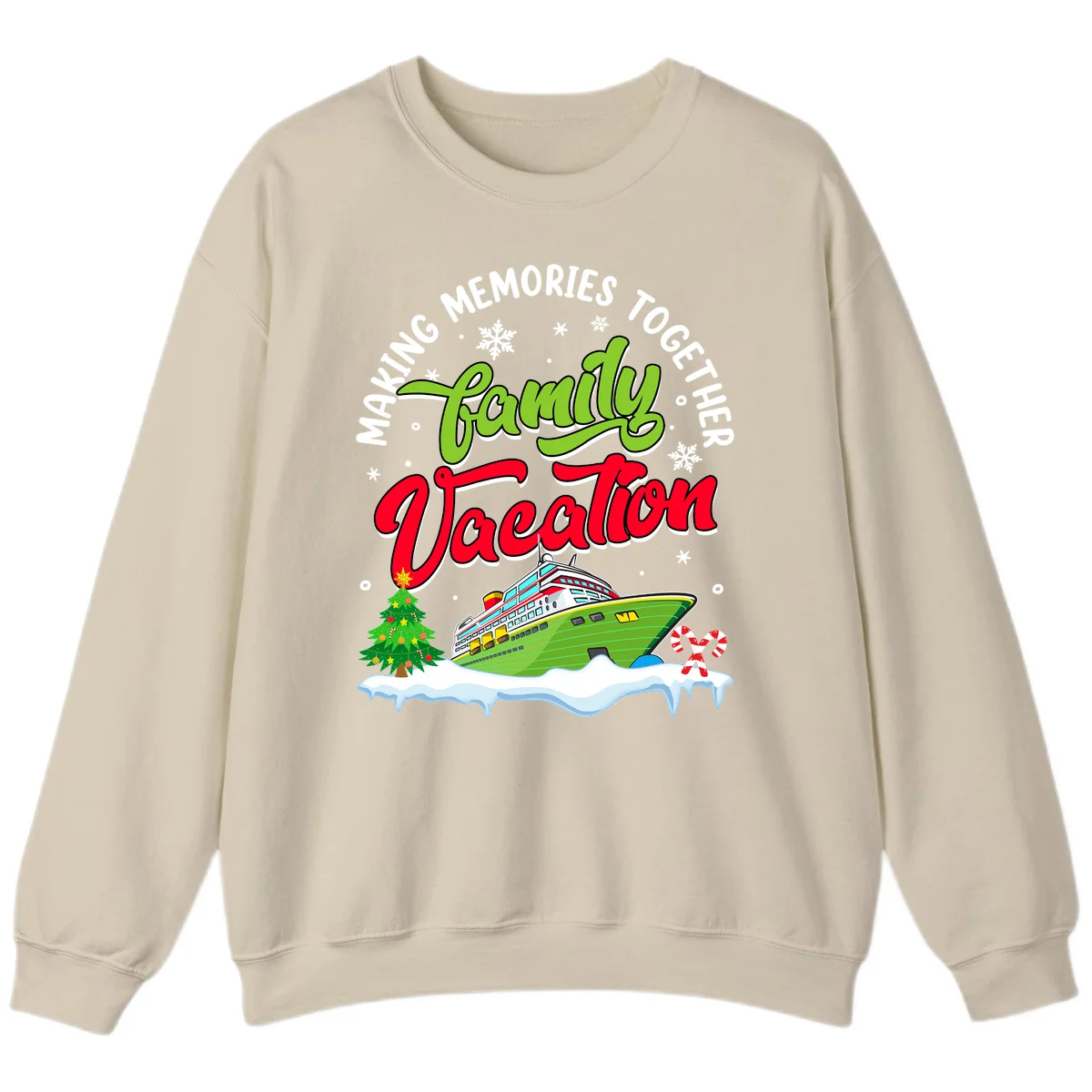 Family Vacation Cruise Ship Holiday Sweatshirt in Sand