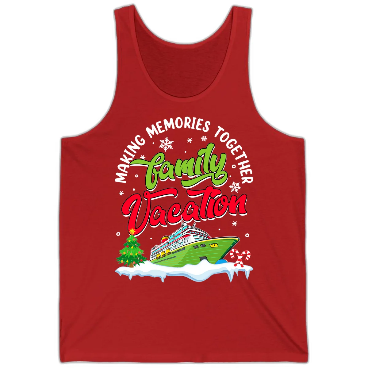 Family Vacation Cruise Ship Holiday Tank in Red