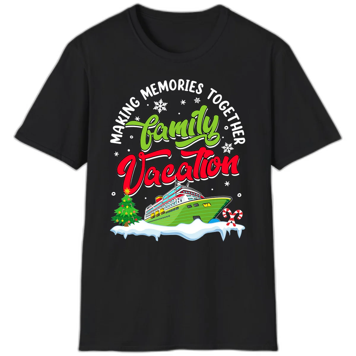 Family Vacation Cruise Ship Holiday T-Shirt in Black