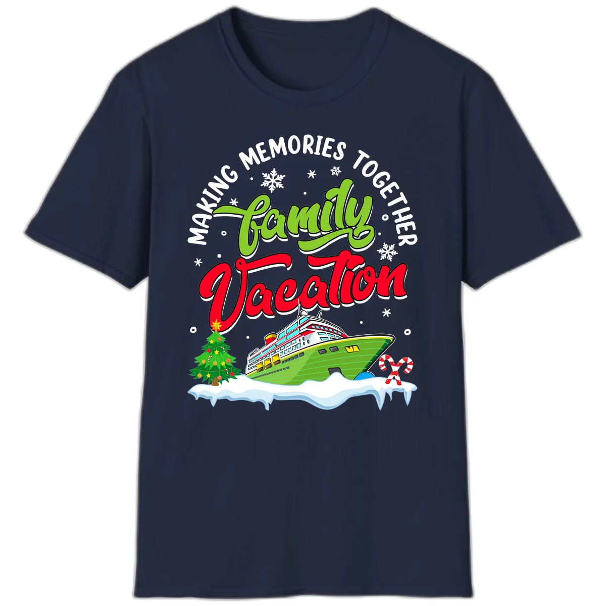 Family Vacation Cruise Ship Holiday T-Shirt in Navy