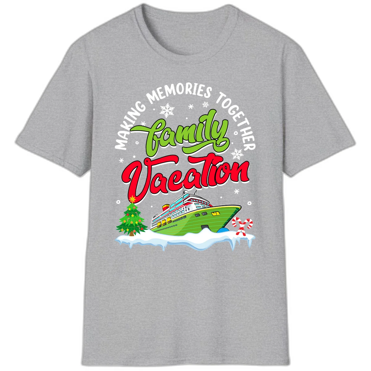 Family Vacation Cruise Ship Holiday T-Shirt in Sport Grey
