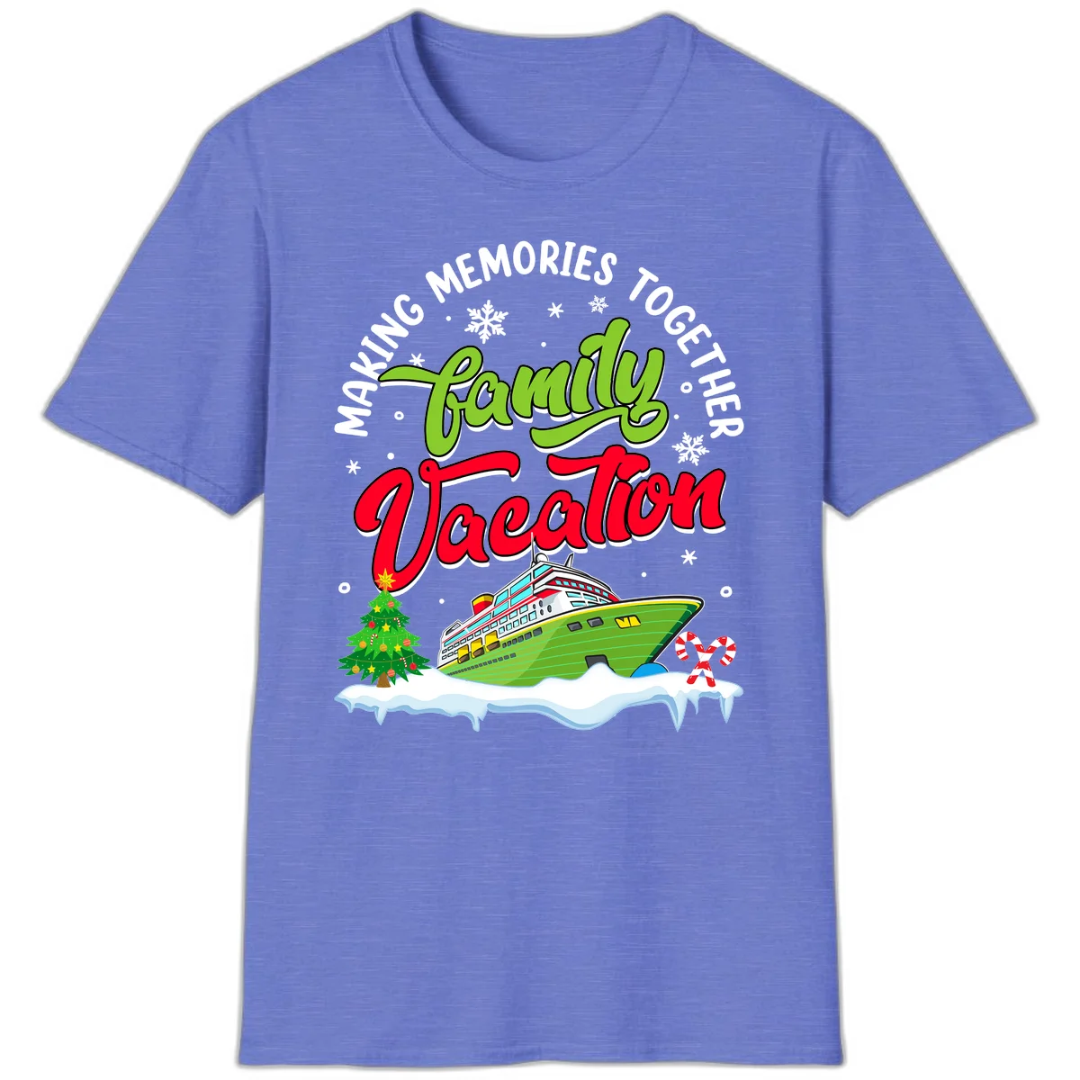 Family Vacation Cruise Ship Holiday T-Shirt in Heather Royal