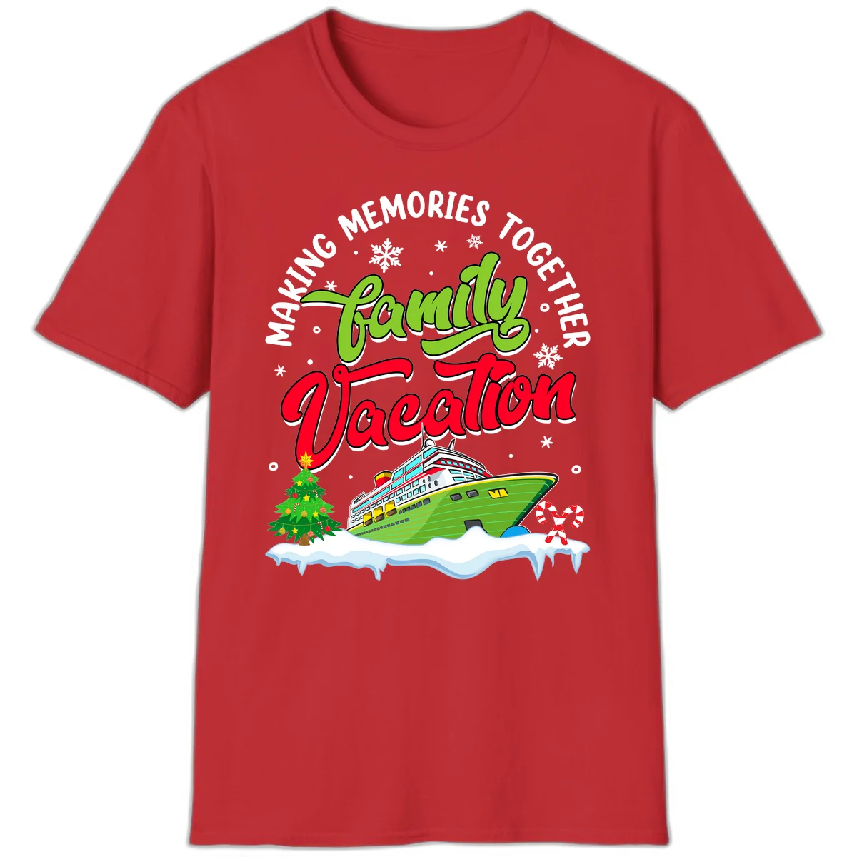Family Vacation Cruise Ship Holiday T-Shirt in Red