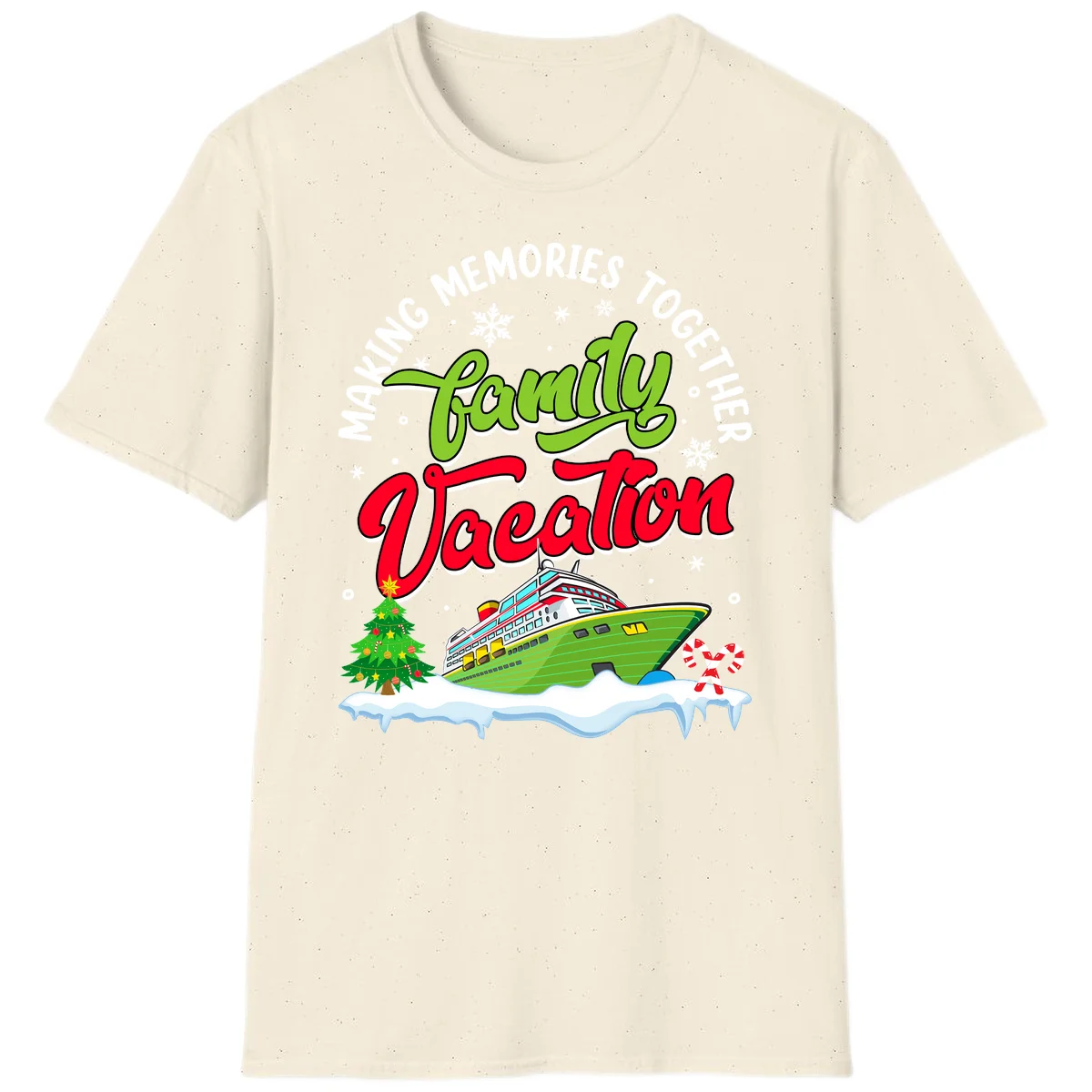 Family Vacation Cruise Ship Holiday T-Shirt in Natural