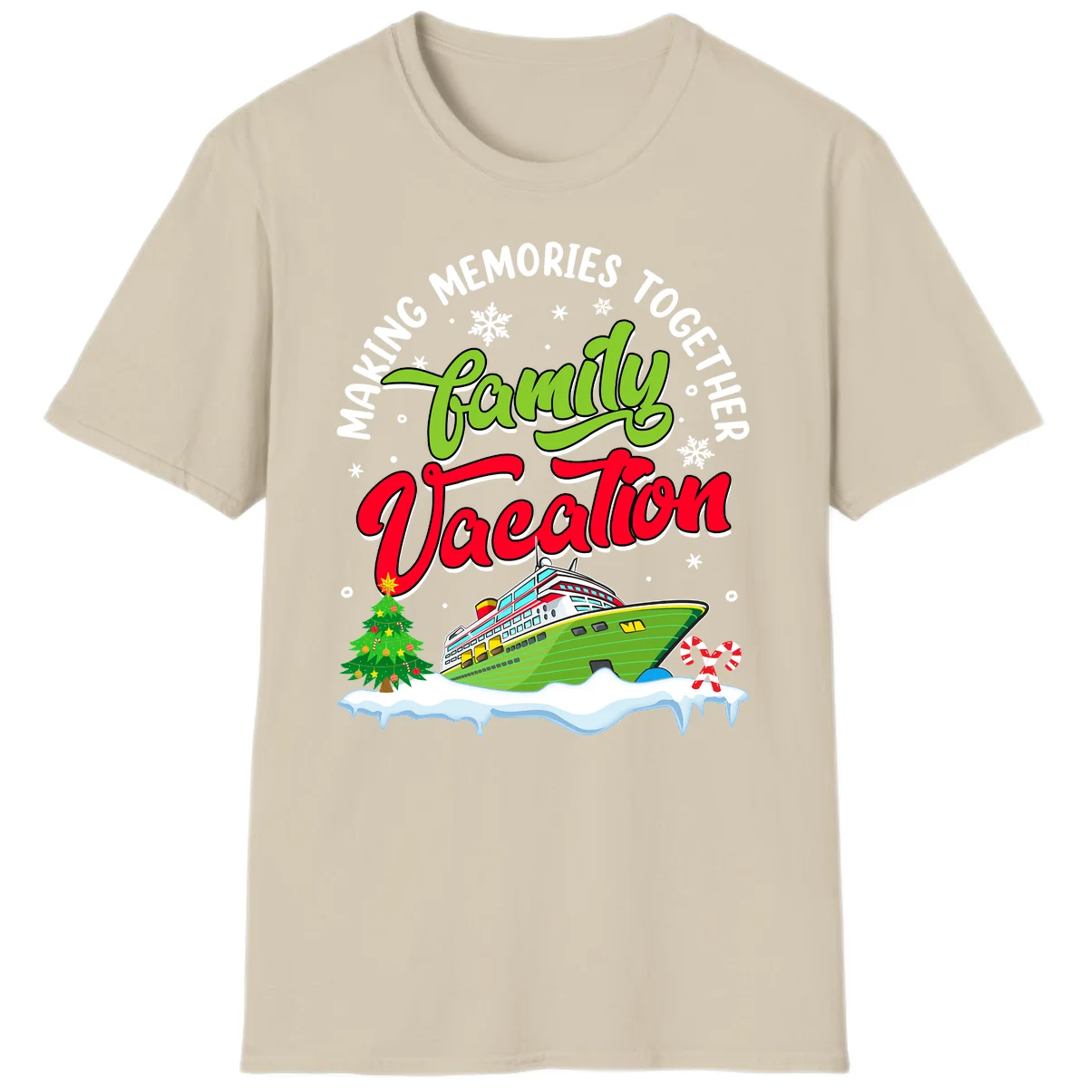 Family Vacation Cruise Ship Holiday T-Shirt in Sand