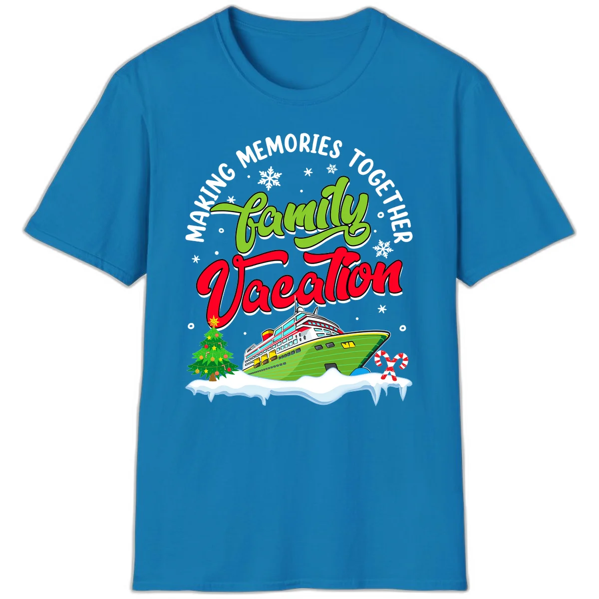 Family Vacation Cruise Ship Holiday T-Shirt in Sapphire