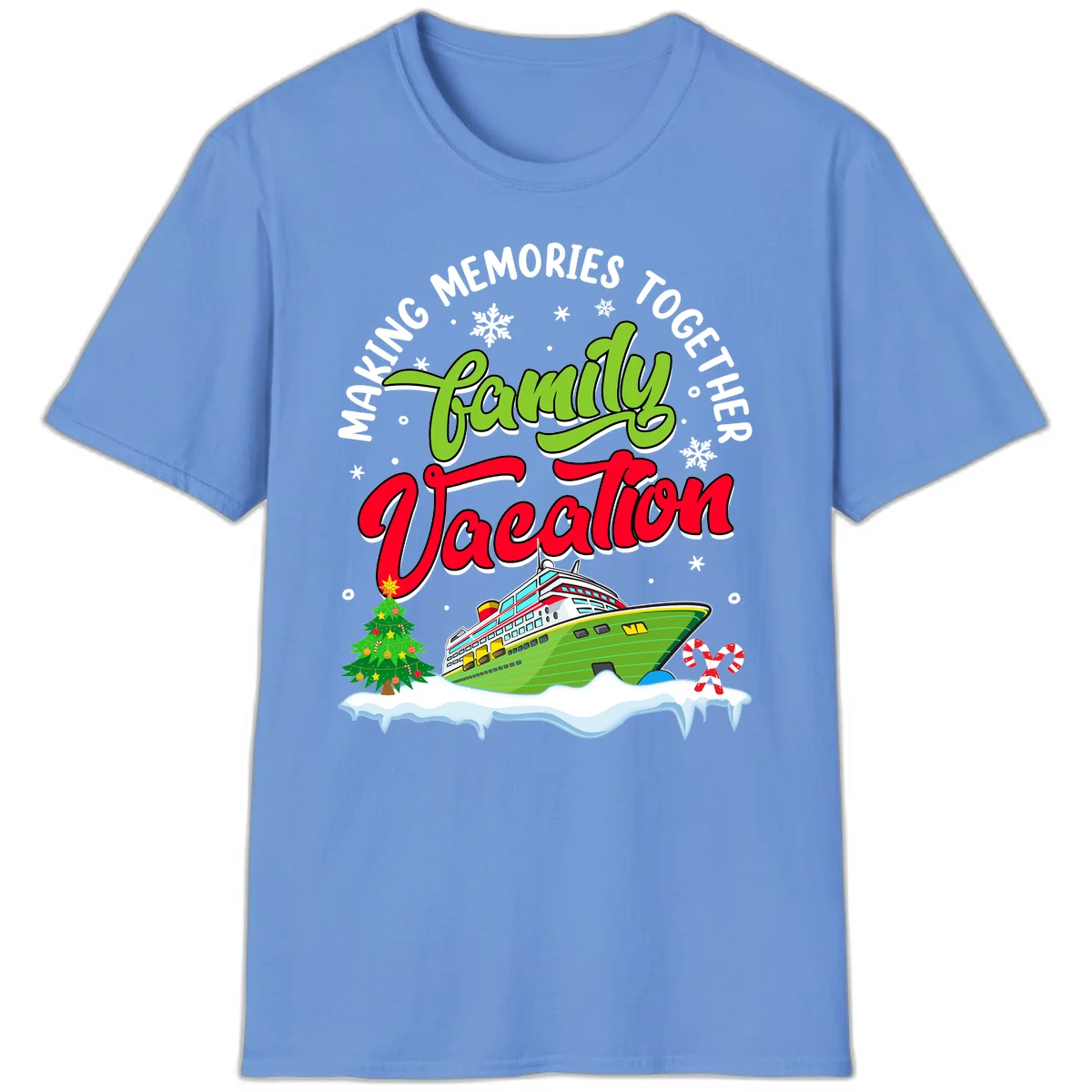 Family Vacation Cruise Ship Holiday T-Shirt in Carolina Blue