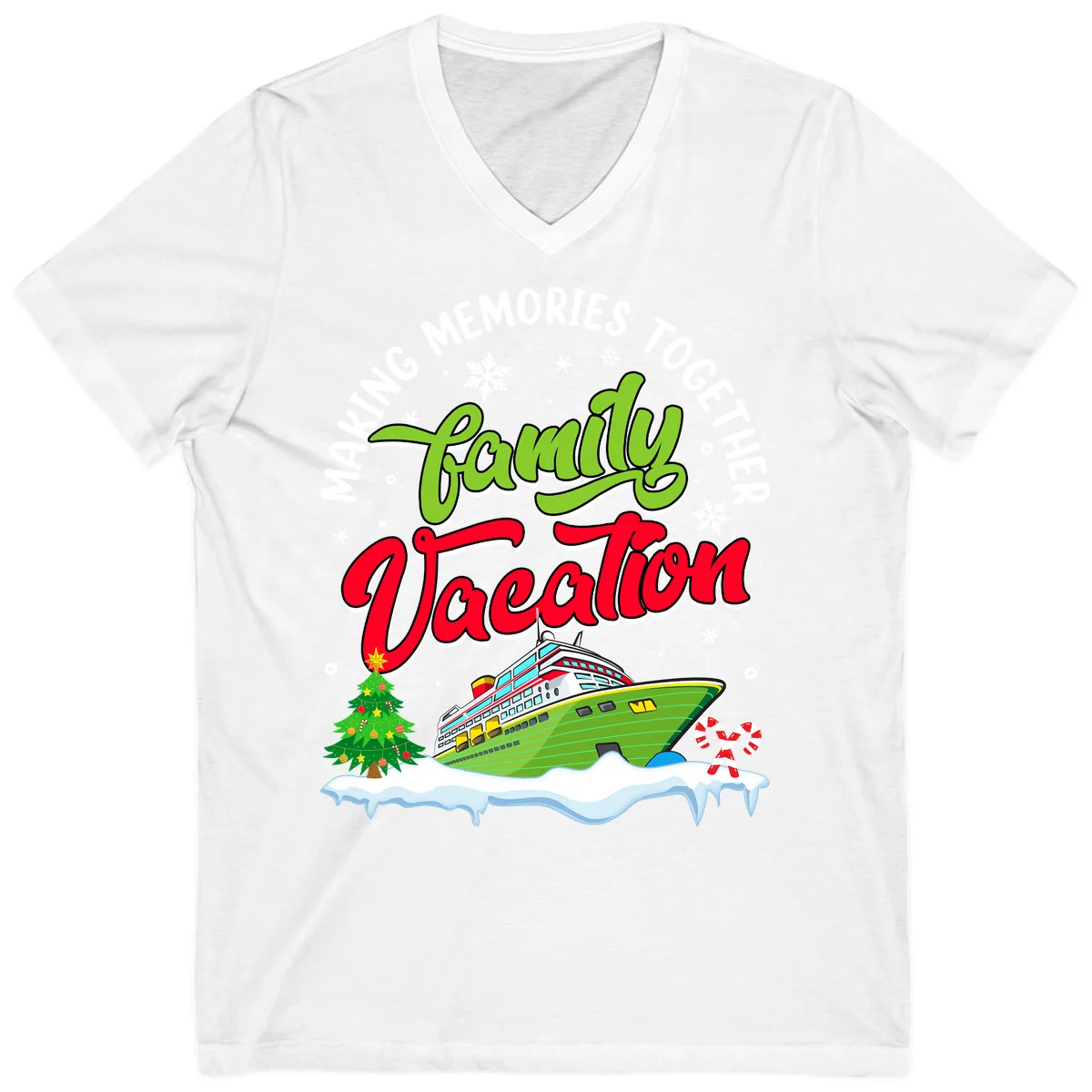 Family Vacation Cruise Ship Holiday V-Neck in White