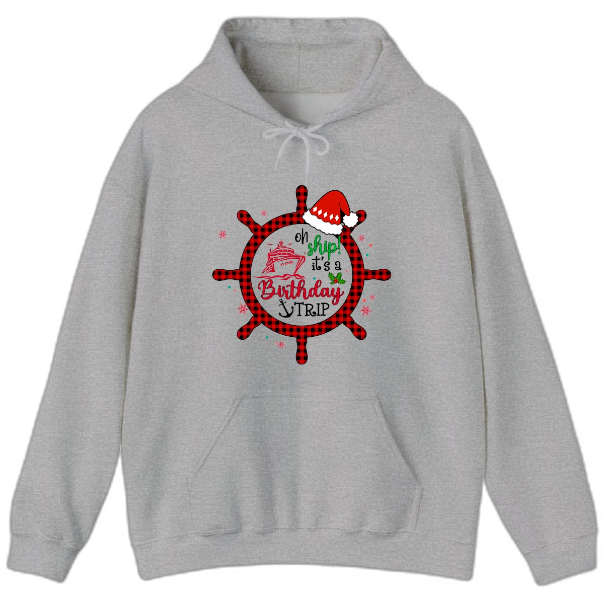 Oh Ship Birthday Cruise Trip Hoodie in Sport Grey