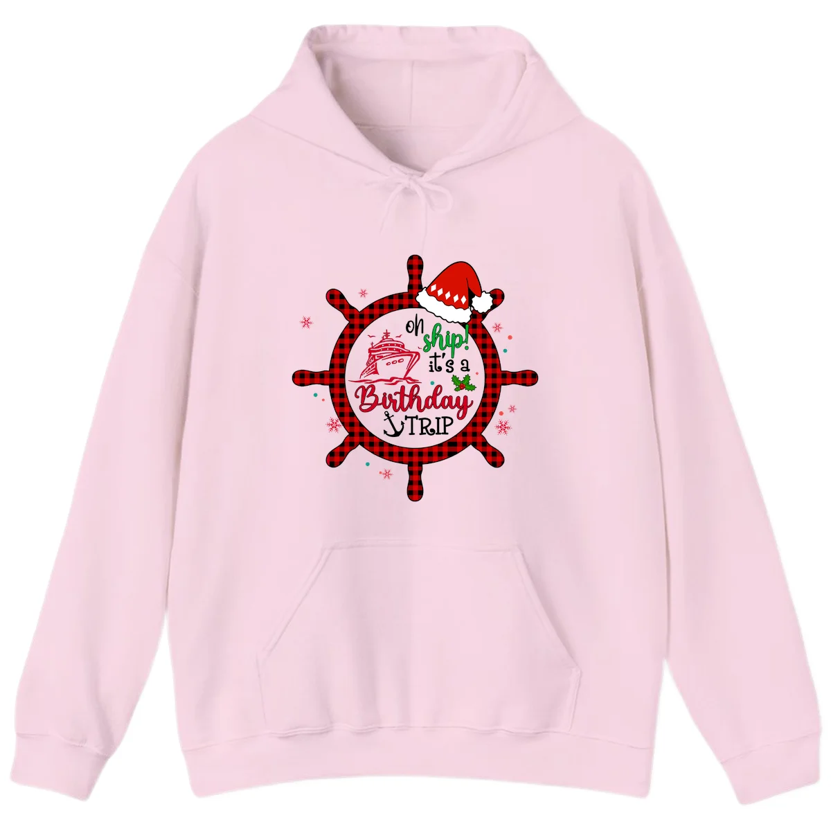 Oh Ship Birthday Cruise Trip Hoodie in Light Pink