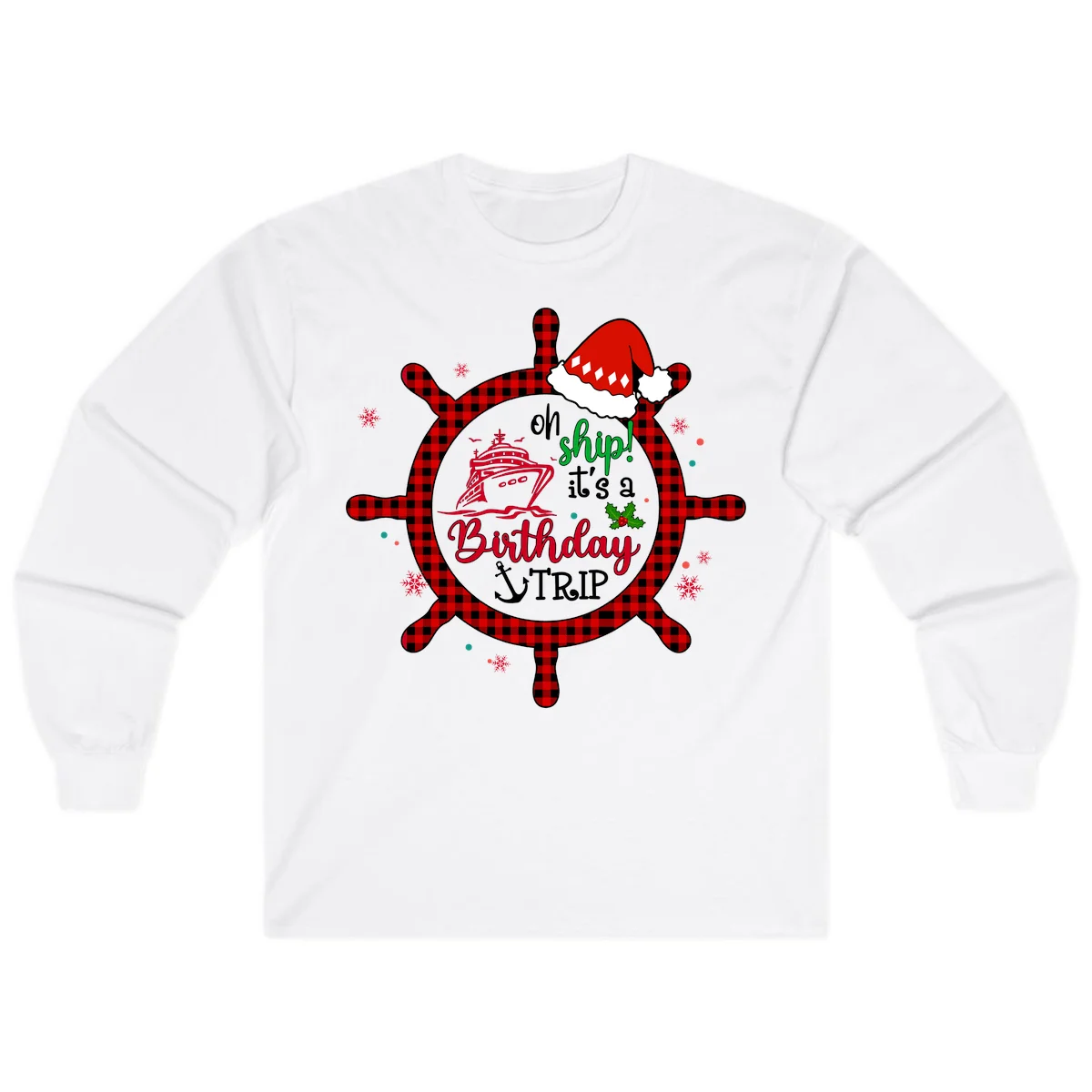 Oh Ship Birthday Cruise Trip Long Sleeve in White