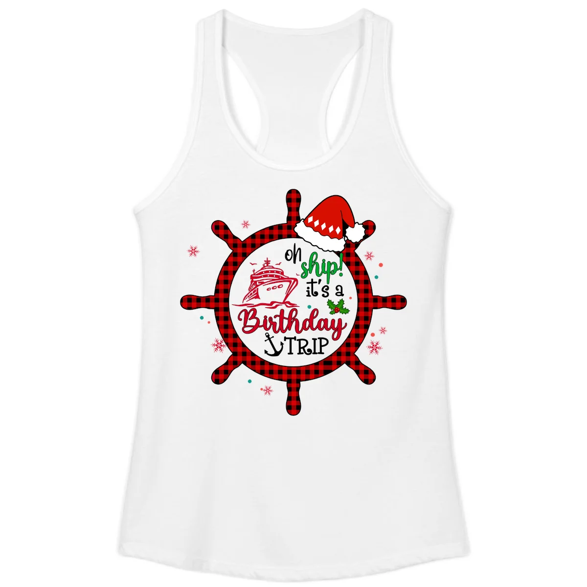 Oh Ship Birthday Cruise Trip Ladies Tank in White