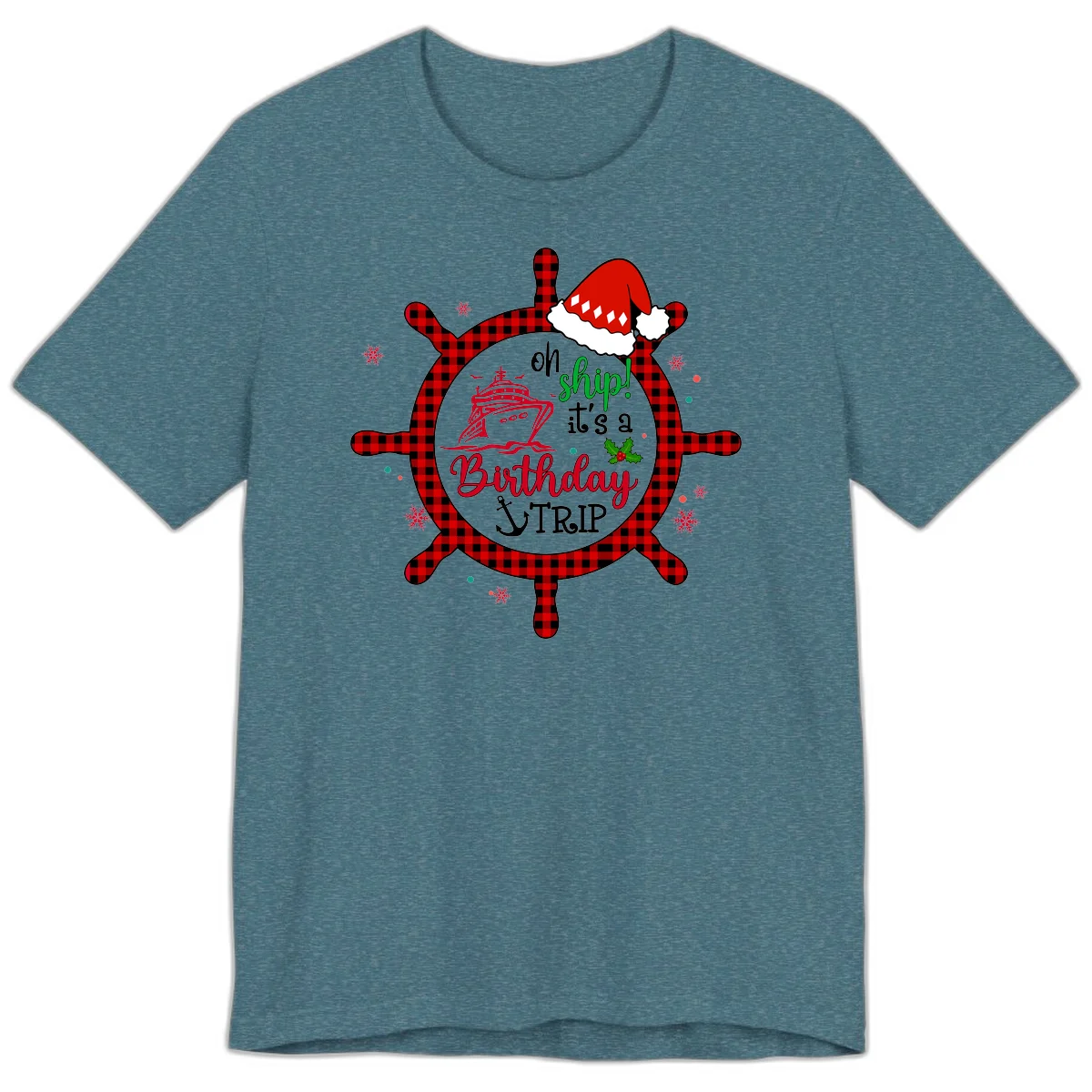 Oh Ship Birthday Cruise Trip Premium T-Shirt in Heather Deep Teal