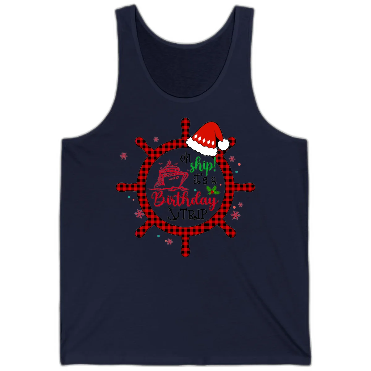 Oh Ship Birthday Cruise Trip Tank Top in Navy