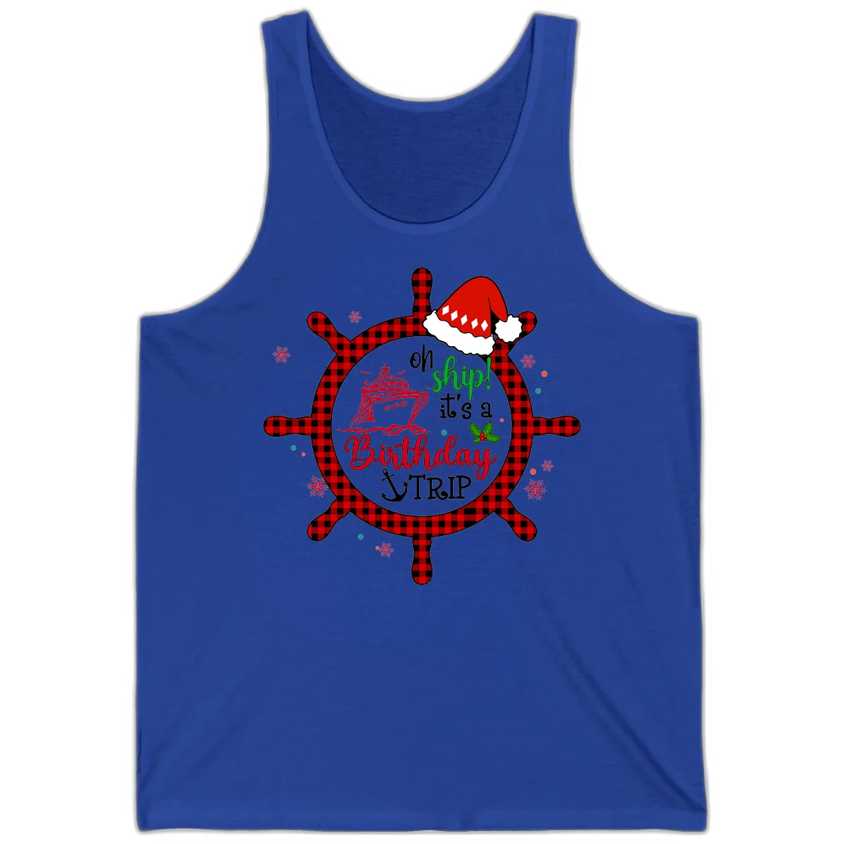 Oh Ship Birthday Cruise Trip Tank Top in True Royal