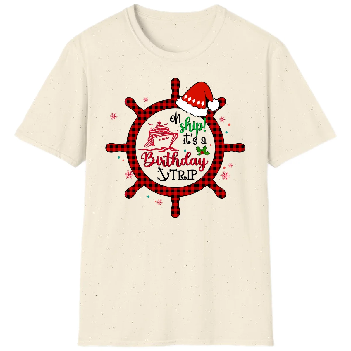 Oh Ship Birthday Cruise Trip Celebration T-Shirt in Natural