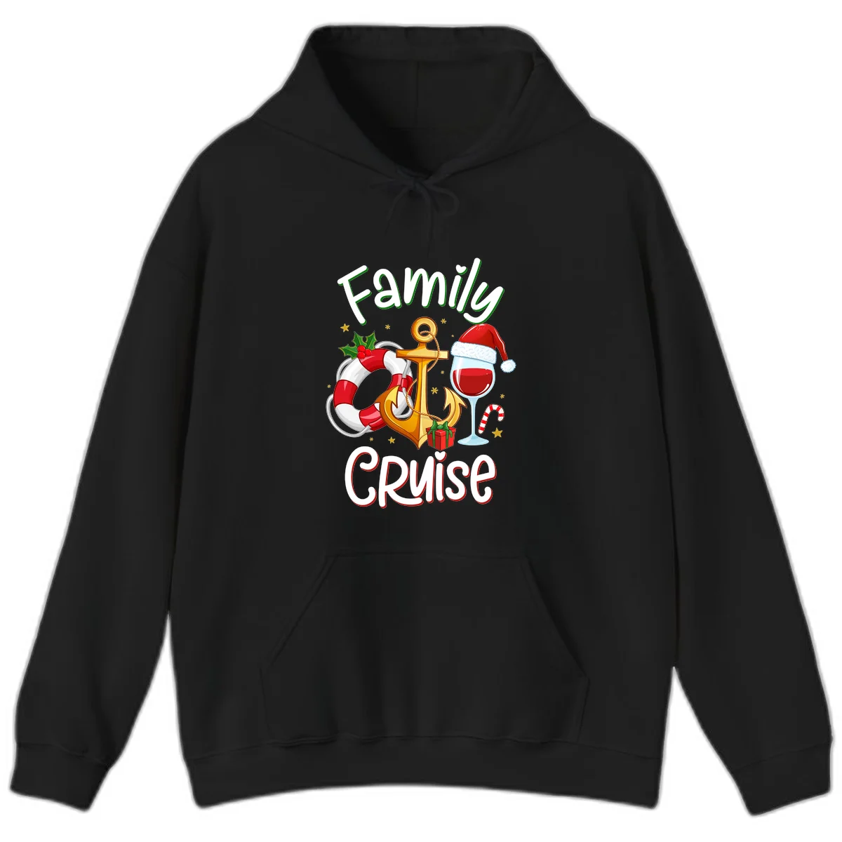 Family Cruise Nautical Holiday Hoodie in Black