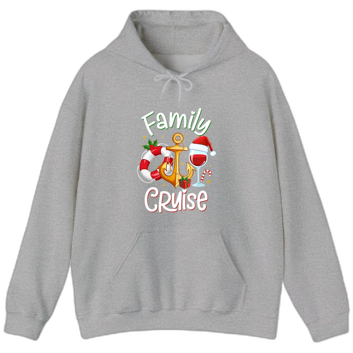 Family Cruise Nautical Holiday Hoodie in Sport Grey