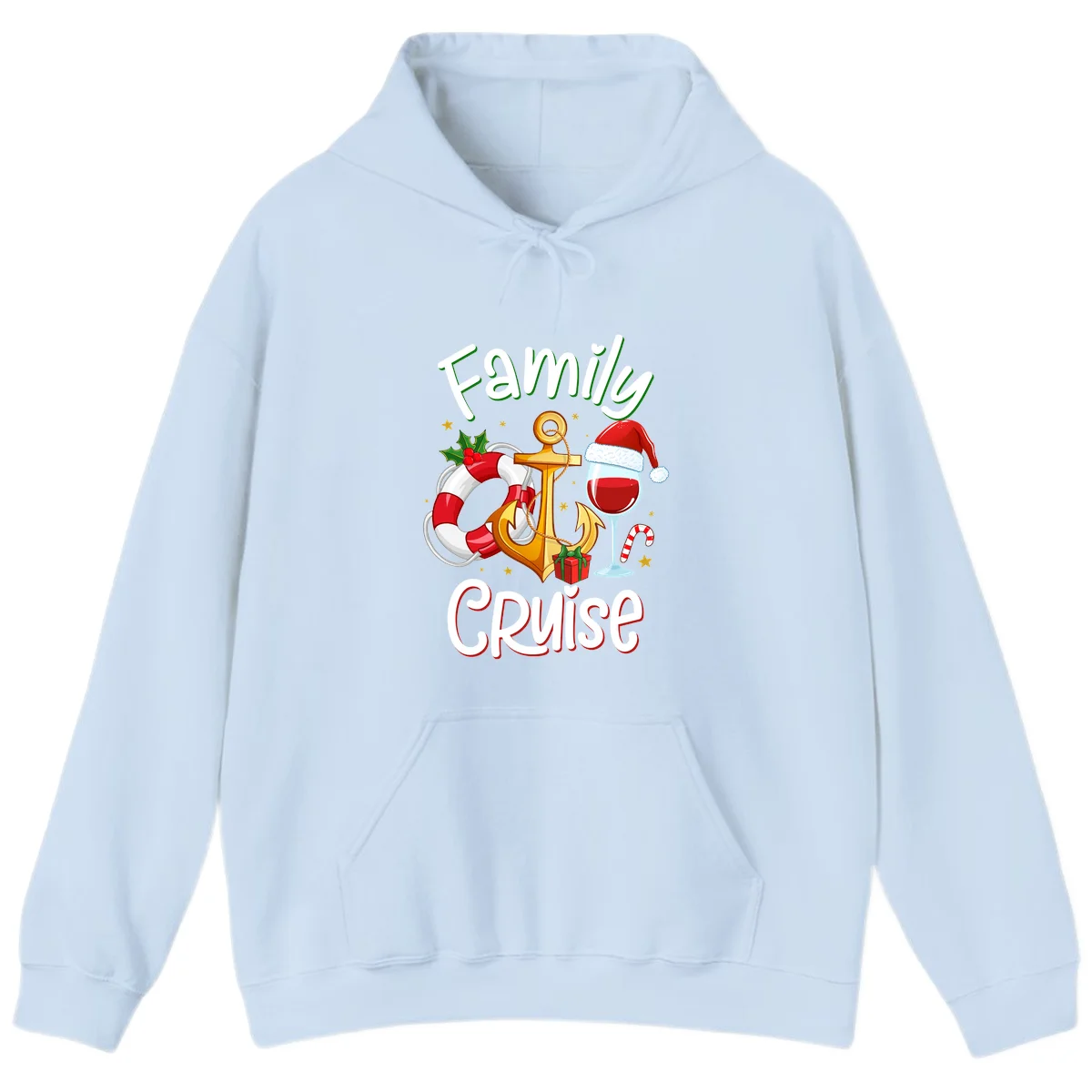 Family Cruise Nautical Holiday Hoodie in Light Blue