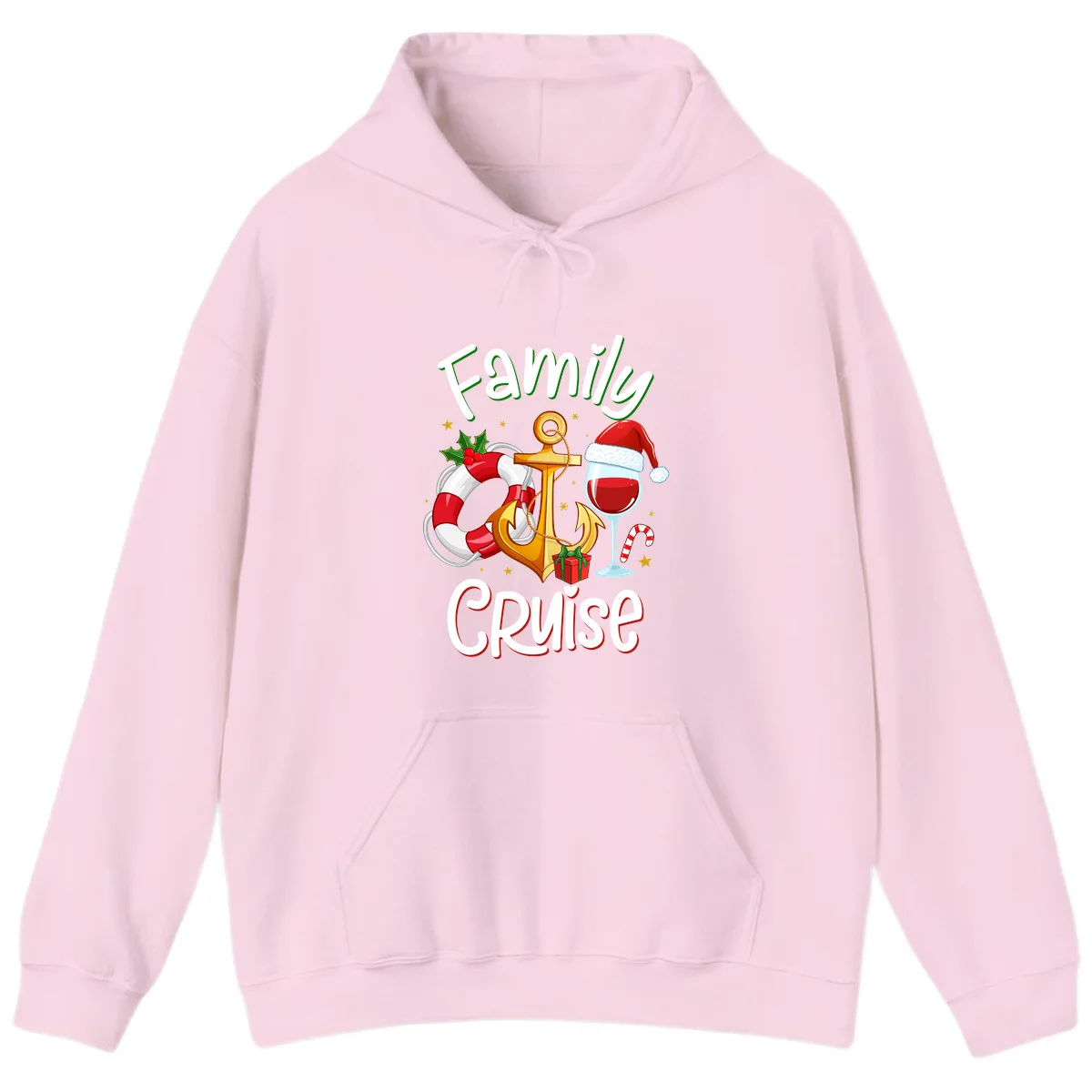Family Cruise Nautical Holiday Hoodie in Light Pink