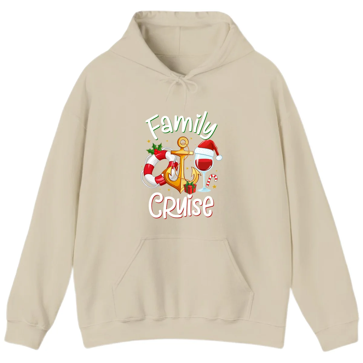 Family Cruise Nautical Holiday Hoodie in Sand