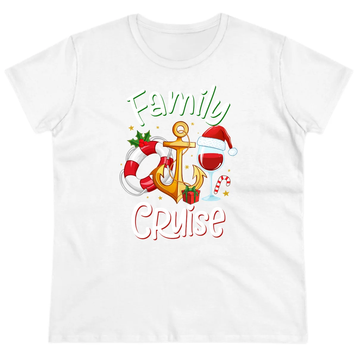 Family Cruise Nautical Holiday Ladies Tee in White