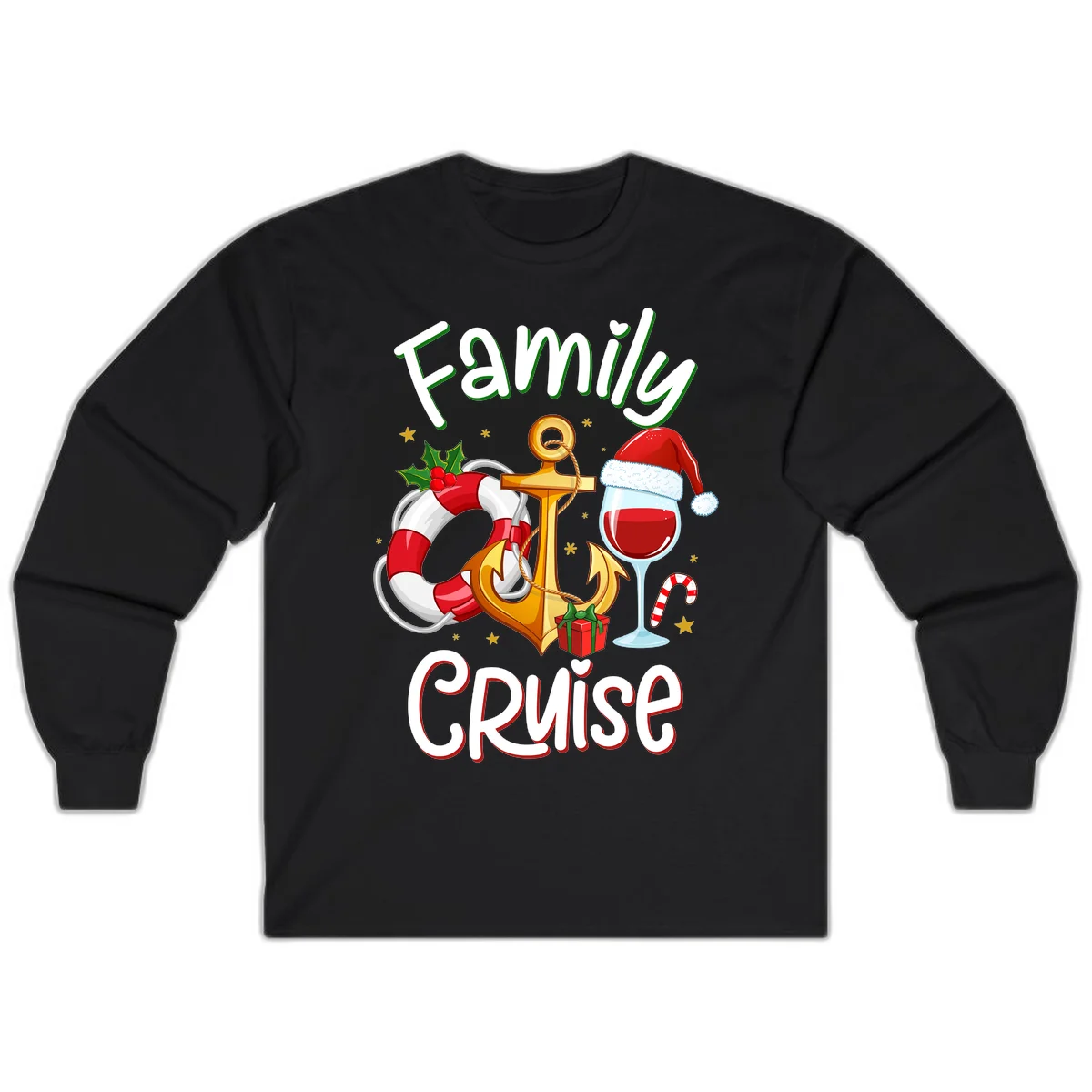 Family Cruise Nautical Holiday Long Sleeve in Black