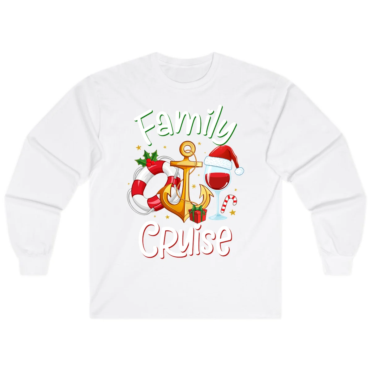 Family Cruise Nautical Holiday Long Sleeve in White