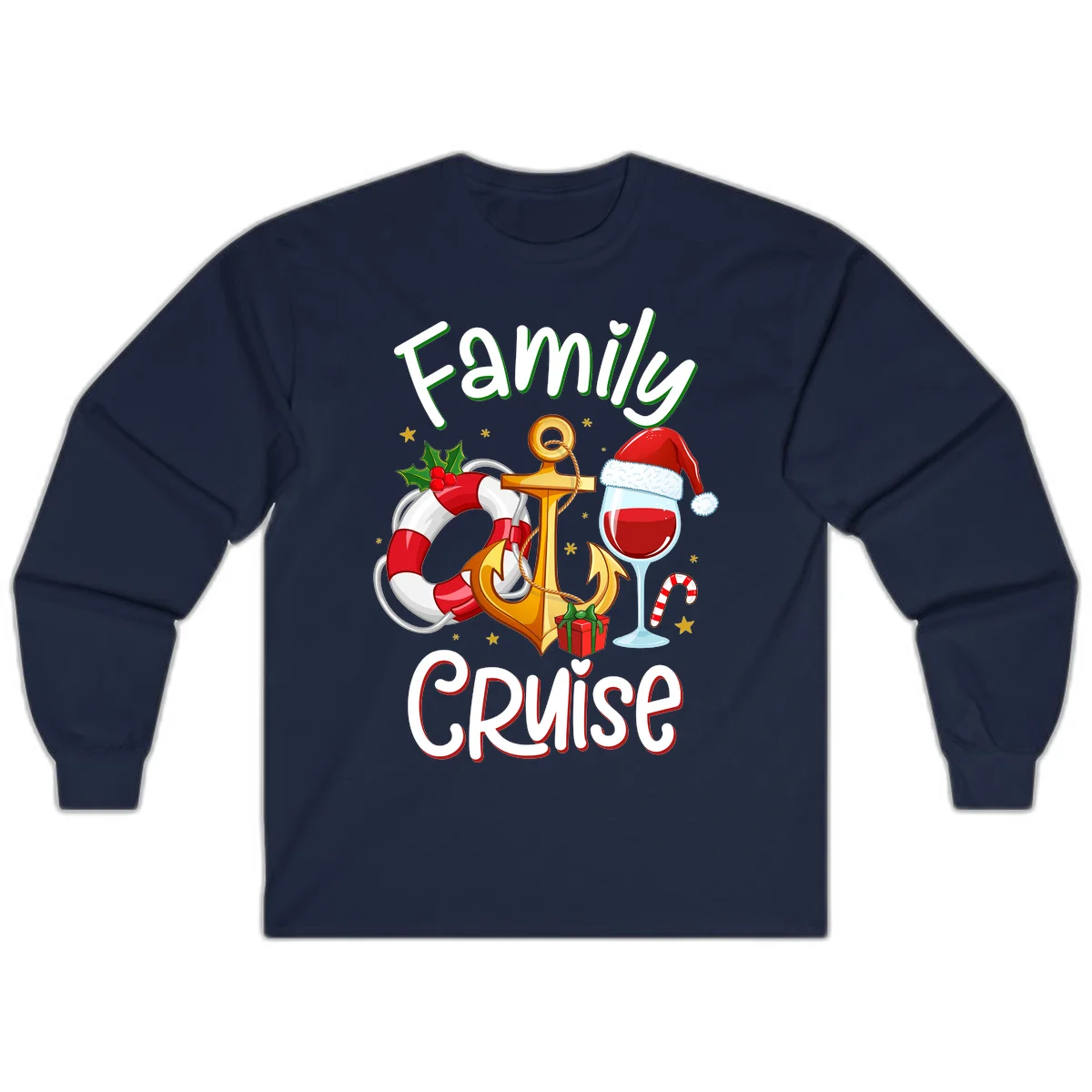Family Cruise Nautical Holiday Long Sleeve in Navy
