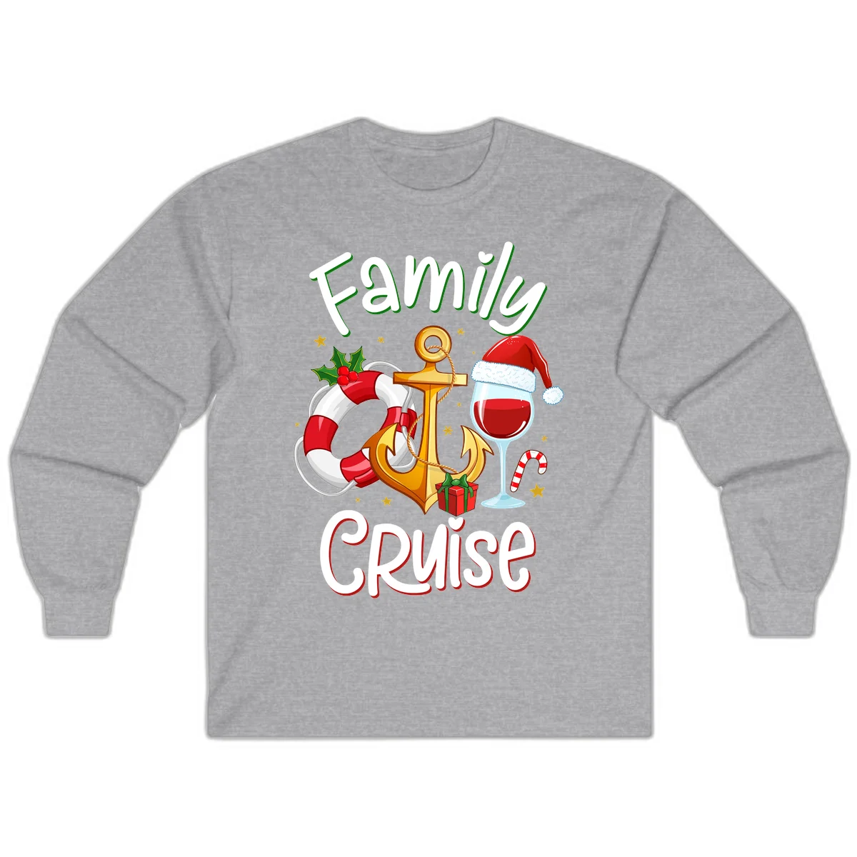 Family Cruise Nautical Holiday Long Sleeve in Sport Grey