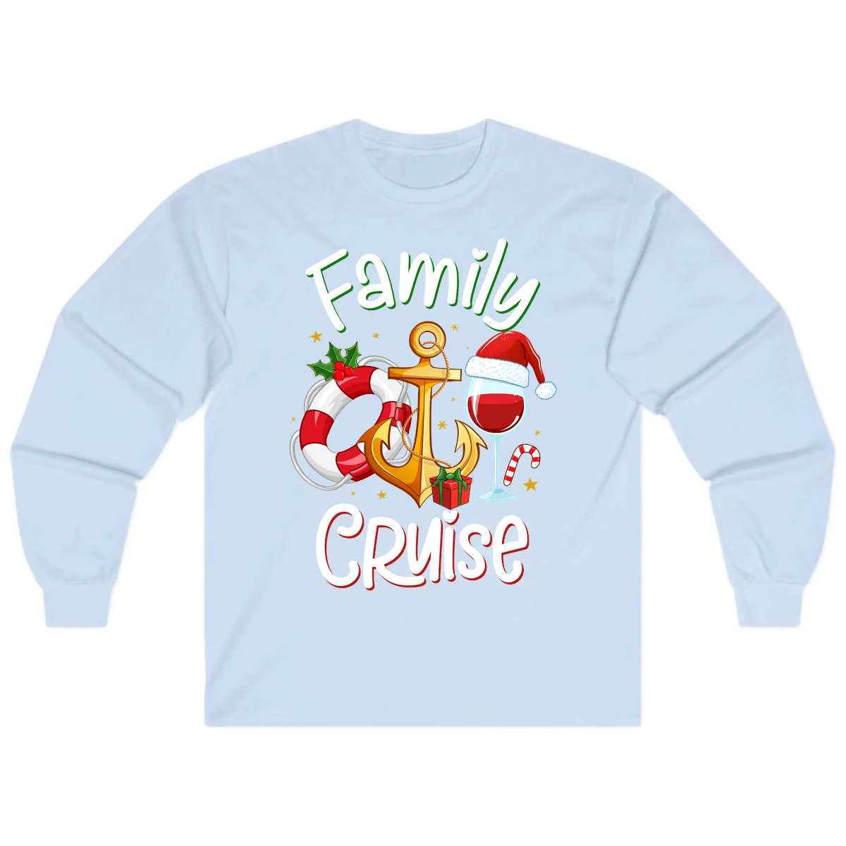 Family Cruise Nautical Holiday Long Sleeve in Light Blue