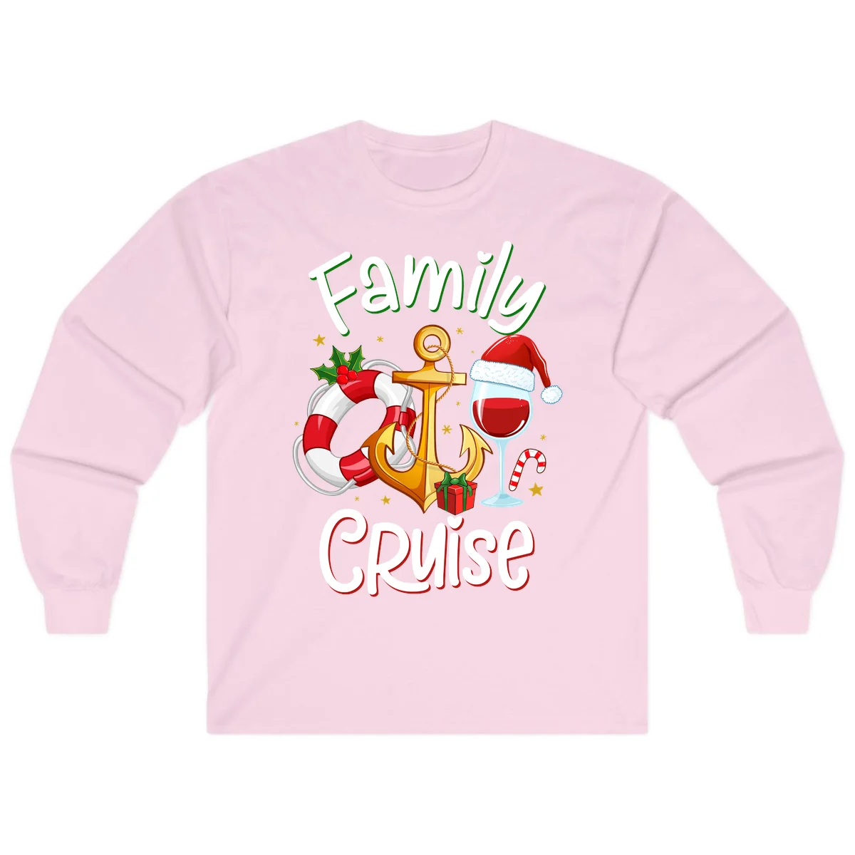 Family Cruise Nautical Holiday Long Sleeve in Light Pink