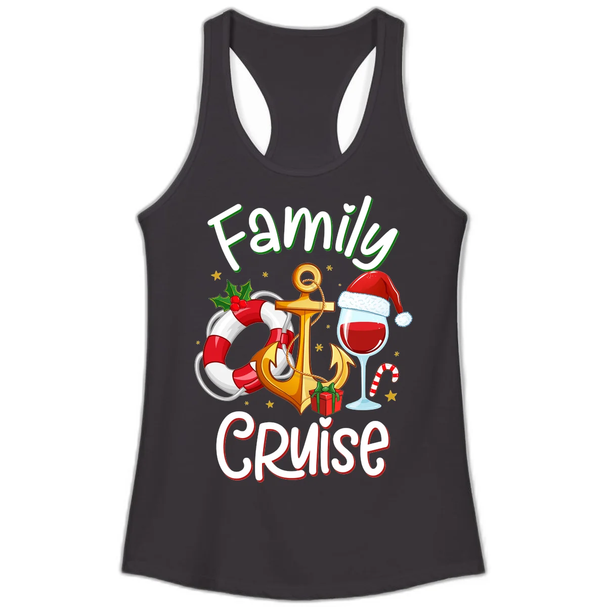 Family Cruise Nautical Holiday Ladies Tank in Black