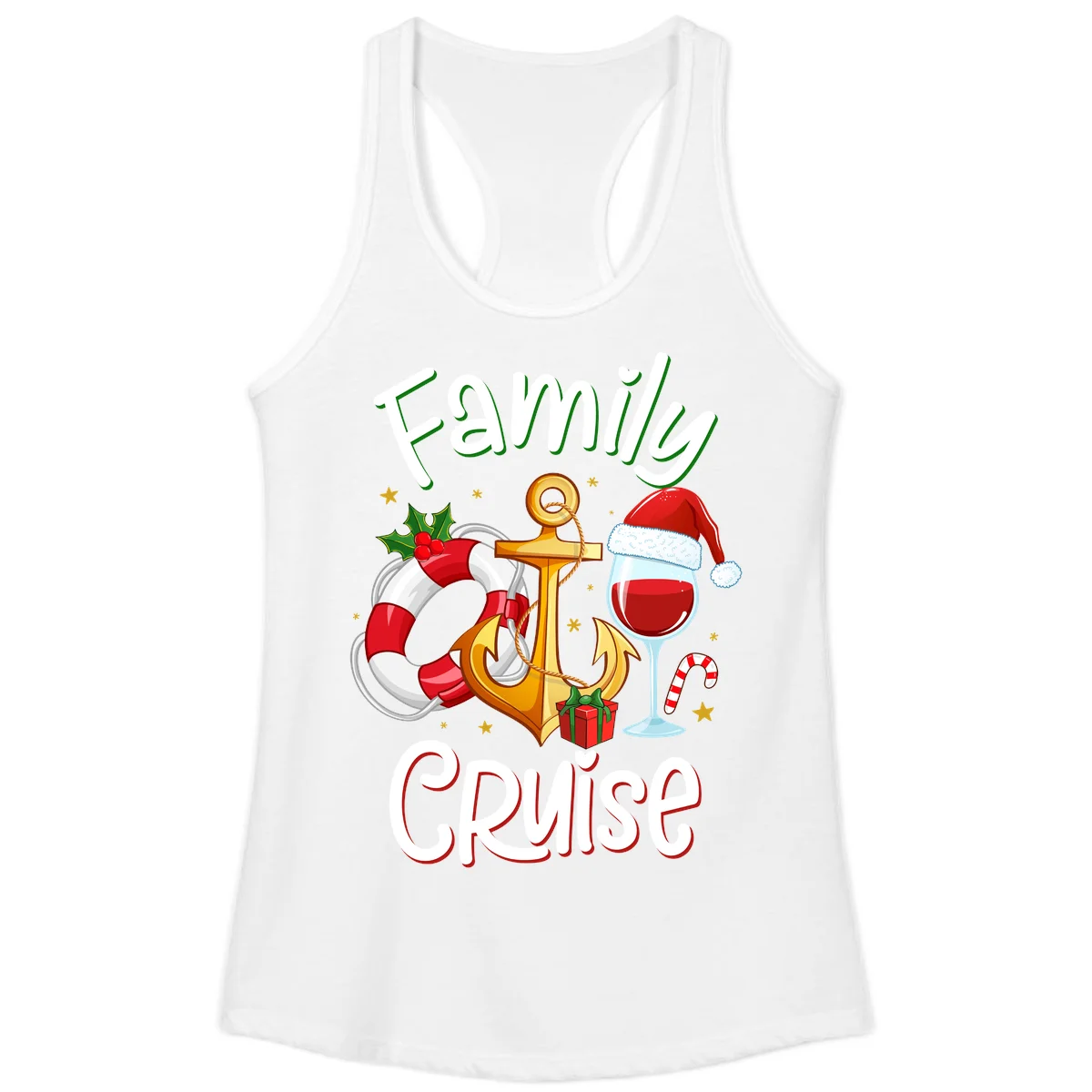 Family Cruise Nautical Holiday Ladies Tank in White