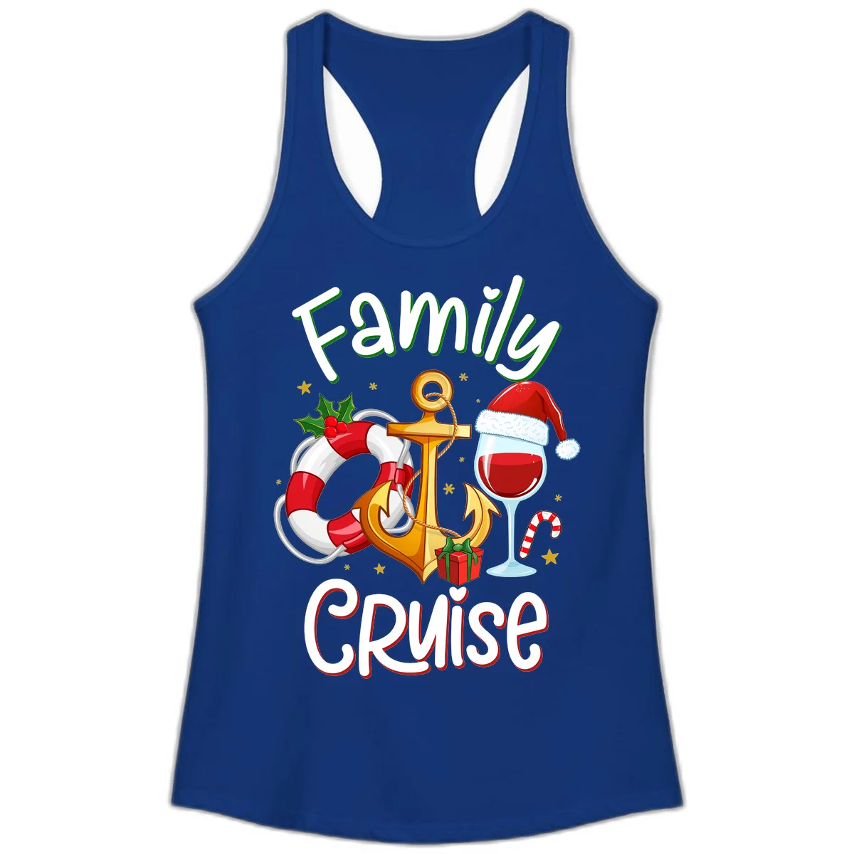 Family Cruise Nautical Holiday Ladies Tank in Solid Royal